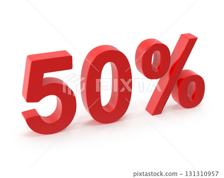 3d render of a fifty percent discount 131310957