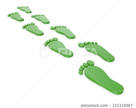 Green footprints in a row Green footprints in a row 131310967