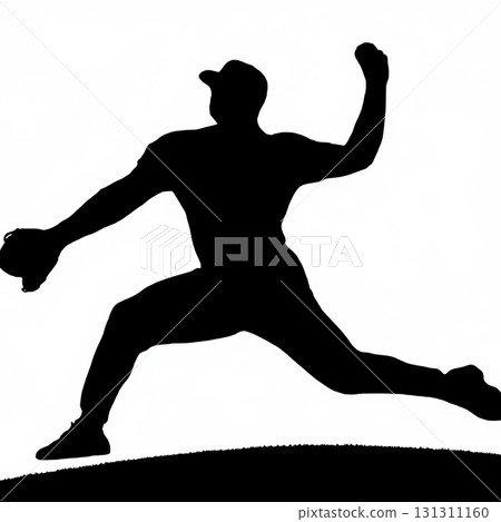 Left-handed pitcher silhouette vector 131311160
