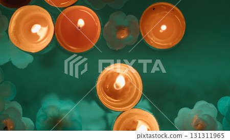 Floating candles in water for the Indian festival of Diwali Floating candles in water for the Indian festival of Diwali 131311965