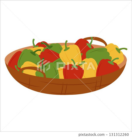 Simple flat vegetables in basket 131312260