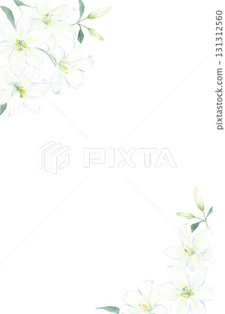 水彩畫的白百合明信片模板 131312560