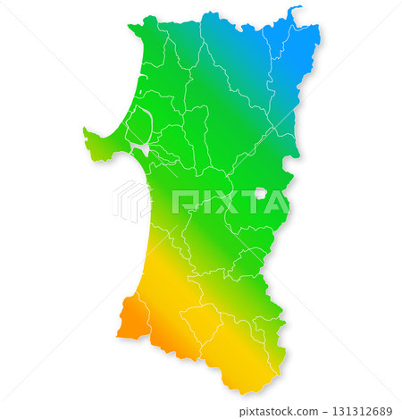 Akita prefecture and municipalities map 131312689