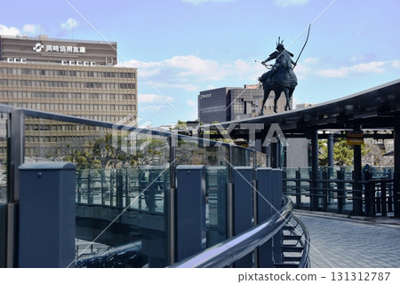 Okazaki City: Pedestrian deck at Meitetsu Higashi-Okazaki Station and surrounding streets 131312787