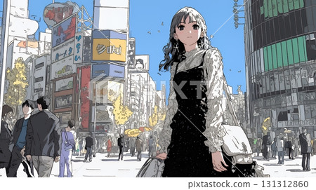 萬聖節:一位身著哥德洛麗塔服裝的年輕女子在城裡走來走去 萬聖節:一位身著哥德洛麗塔服裝的年輕女子在城裡走來走去 131312860