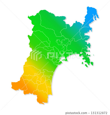 Miyagi prefecture and municipalities map 131312872