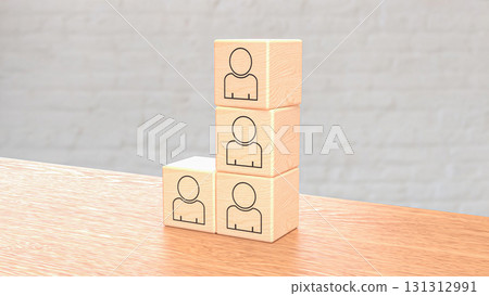 The Icon man on wood cube for Human Resources or Business concept 3d Rendering. The Icon man on wood cube for Human Resources or Business concept 3d Rendering. 131312991