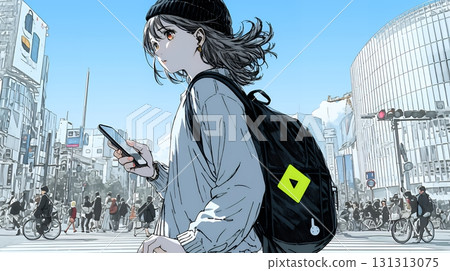 一名女子使用智慧型手機地圖應用程式走向目的地:帶著智慧型手機行走 一名女子使用智慧型手機地圖應用程式走向目的地:帶著智慧型手機行走 131313075