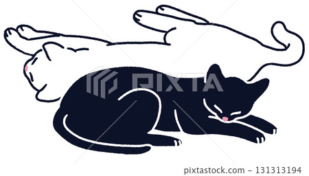 兩隻熟睡的小貓的插圖 131313194