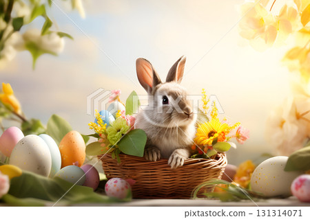 easter bunny in a basket 131314071