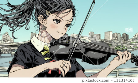 A woman playing a violin 131314105