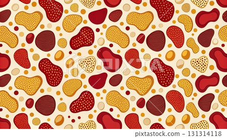 Seamless abstract minimal pattern with organic blob shapes, irregular rounded spots scattered across background background  131314118