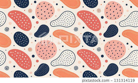 Seamless abstract minimal pattern with organic blob shapes, irregular rounded spots scattered across background background  131314119