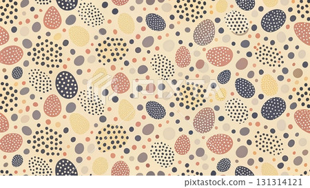 Seamless abstract minimal pattern with organic blob shapes, irregular rounded spots scattered across background background  131314121