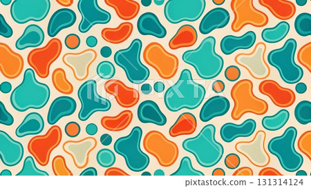 Seamless abstract minimal pattern with organic blob shapes, irregular rounded spots scattered across background background  131314124