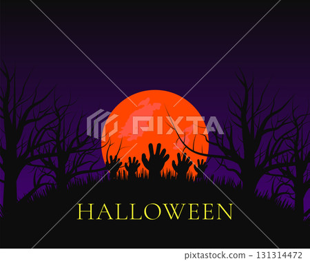 halloween night scary forest moon background 131314472