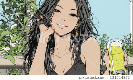 一個女人喝啤酒 131314852