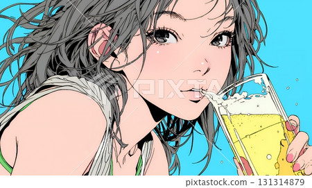 一個女人喝啤酒 一個女人喝啤酒 131314879