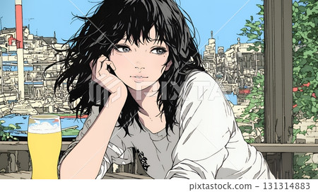 一個女人喝啤酒 一個女人喝啤酒 131314883