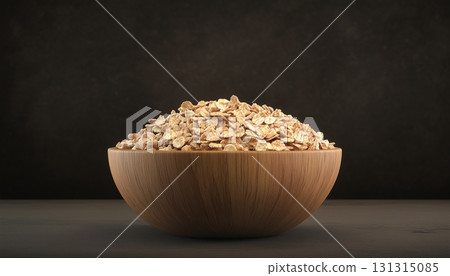 Cereal ring wholegrain and on wooden bowl in brown table dark background 131315085