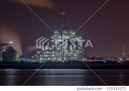 Night view of a biomass power plant 131315275