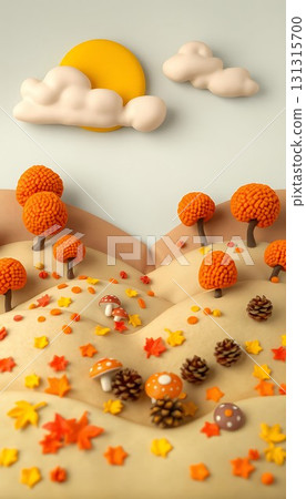 Mountain, sun and autumn leaves landscape Mountain, sun and autumn leaves landscape 131315700