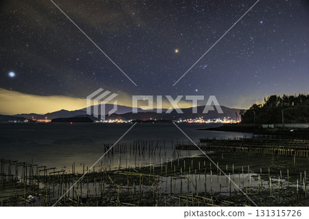 Winter starry scenery: The setting Orion 131315726