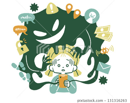 Girl caught up in smartphone trouble - 4 colors 131316263