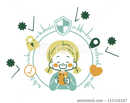 Girl protected by smartphone security - 4 colors 131316287