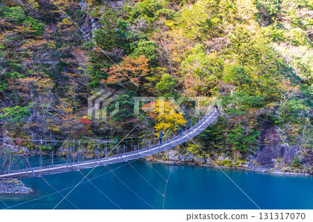 靜岡縣寸又峽夢幻吊橋的秋景 131317070