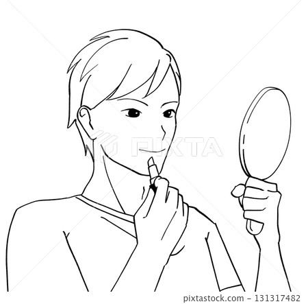 男人塗口紅的插圖 131317482