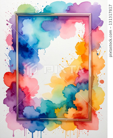 Colorful watercolor blurred art frame background 131317817