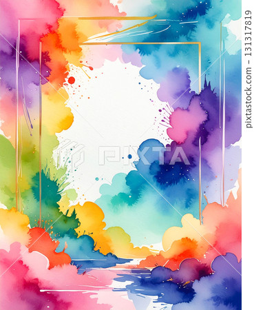 彩色水彩模糊藝術框架背景 131317819