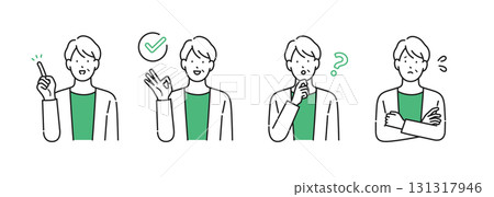 Illustration material: Senior women with various expressions and poses, simple touch Illustration material: Senior women with various expressions and poses, simple touch 131317946