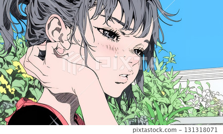 A woman holding her cheek due to toothache 131318071