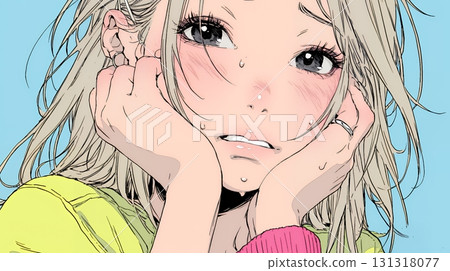 A woman holding her cheek due to toothache 131318077
