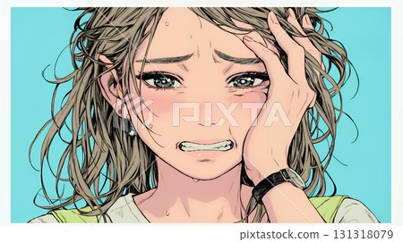 一名女子因牙痛摀住臉頰 131318079