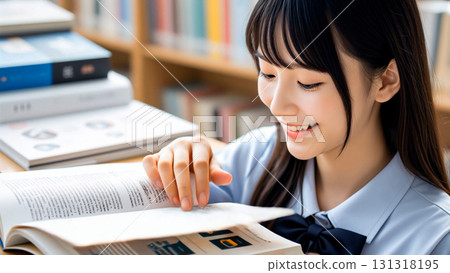 Smiling student studying 131318195