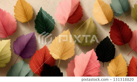 Flat background image of autumn foliage leaves 131318820