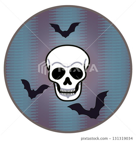 帶有圓形背景、蝙蝠和頭骨的萬聖節插圖 帶有圓形背景、蝙蝠和頭骨的萬聖節插圖 131319034