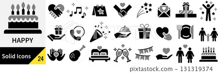 Vector happiness silhouette icon set 131319374