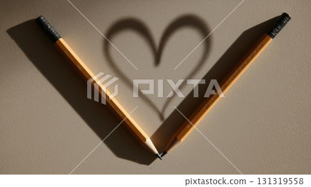 心形鉛筆陰影 131319558