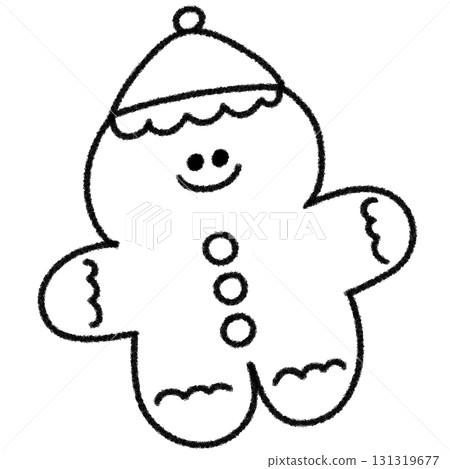 聖誕薑餅的可愛插圖（單色） 131319677