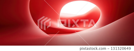 Exploring abstract shapes and vibrant colors in a unique red landscape 131320649