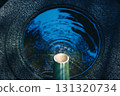 Flowing water, ripples and water surface, Chozuya (purification station) in a Japanese garden 131320734