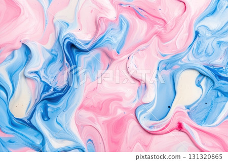 Vibrant swirls of blue and pink create an abstract art pattern 131320865