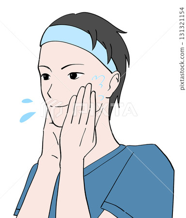 一名男子塗抹乳液的插圖 131321154