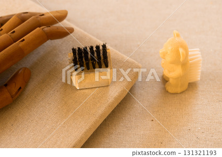 Hand model and two types of nail brushes Hand model and two types of nail brushes 131321193