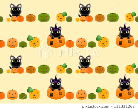 Black cat and pumpkin seamless pattern H-4' Black cat and pumpkin seamless pattern H-4' 131321262
