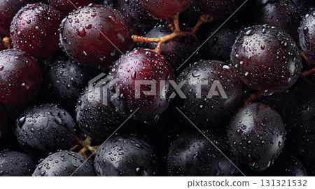 A bunch of grapes covered in drops 131321532